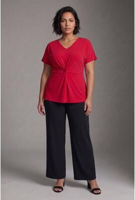 Plus Size Women's Audrey Twist Knot Top by Avenue in Vibrant Red (Size 22/24)