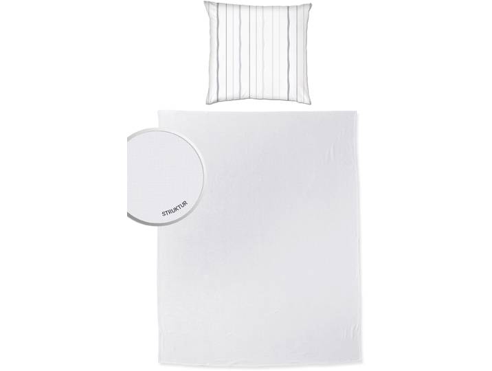 Bettwäsche PRIMERA Primera Summer-Set , grau, B/L: 150cm x 220cm, 1 Stk., 1 Stk., Renforcé, B/L:, 2 Stk., Renforcé, Obermaterial: 100% Baumwolle, Bettwäsche, Bettwäsche, mit einem gestreiften Kissenbezug