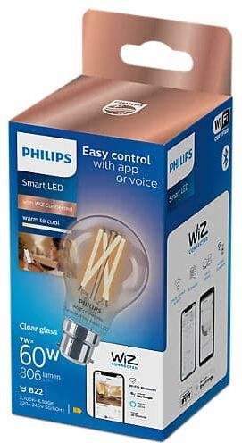 Philips WiZ B22 60W LED Cool white & warm white A60 Non-dimmable Light bulb