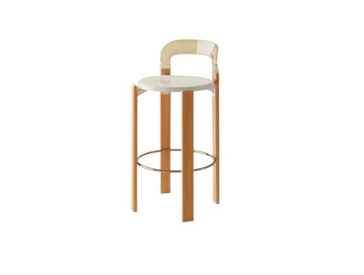 VNCdfhETs Barstuhl Minimalistischer Barhocker Aus Holz Mit Rückenlehne for Restaurants Barhocker(Light orange)