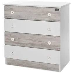 Lorelli Kommode Dresser 81 x 50 x 86 cm, 4 große Schubladen, schnelle Montage weiß grau