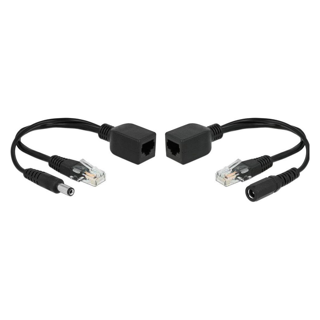Delock PoE Converter 9-57V passiv Set, 100Mbps, DC 5,5 x 2,5mm (Passive 24V PoE-in, 45.60 W) (66024)