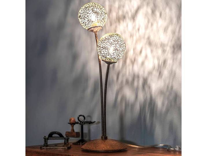 Paul Neuhaus Fensterbank Tischlampe Greta, braun / rost, für Wohn- / Esszimmer, Metall, Modern, Kugellampe