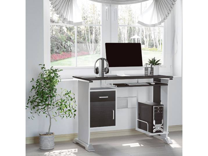 HOMCOM Bureau Brun Noir/Blanc Design 100x52x75cm