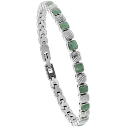 Holzkern Herren-Armband Edelstahl Peppered Aventurin/Silberfarben