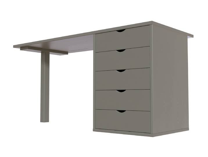 Bureau bois massif 5 tiroirs Gris