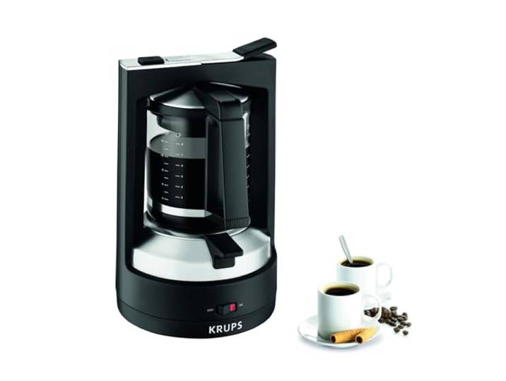 Krups Filterkaffeemaschine T8, 850 Watt, automatische Abschaltung, 8-12 Tassen, 1L Fassungsvermögen, permanenter Filter, beleuchteter Ein-/ Ausschalter, benutzerfreundlich, schwarz, KM4689