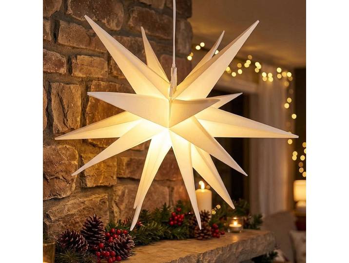 3D LED Leuchtstern, warmweiss mit Timer & IP44, Ø27 cm