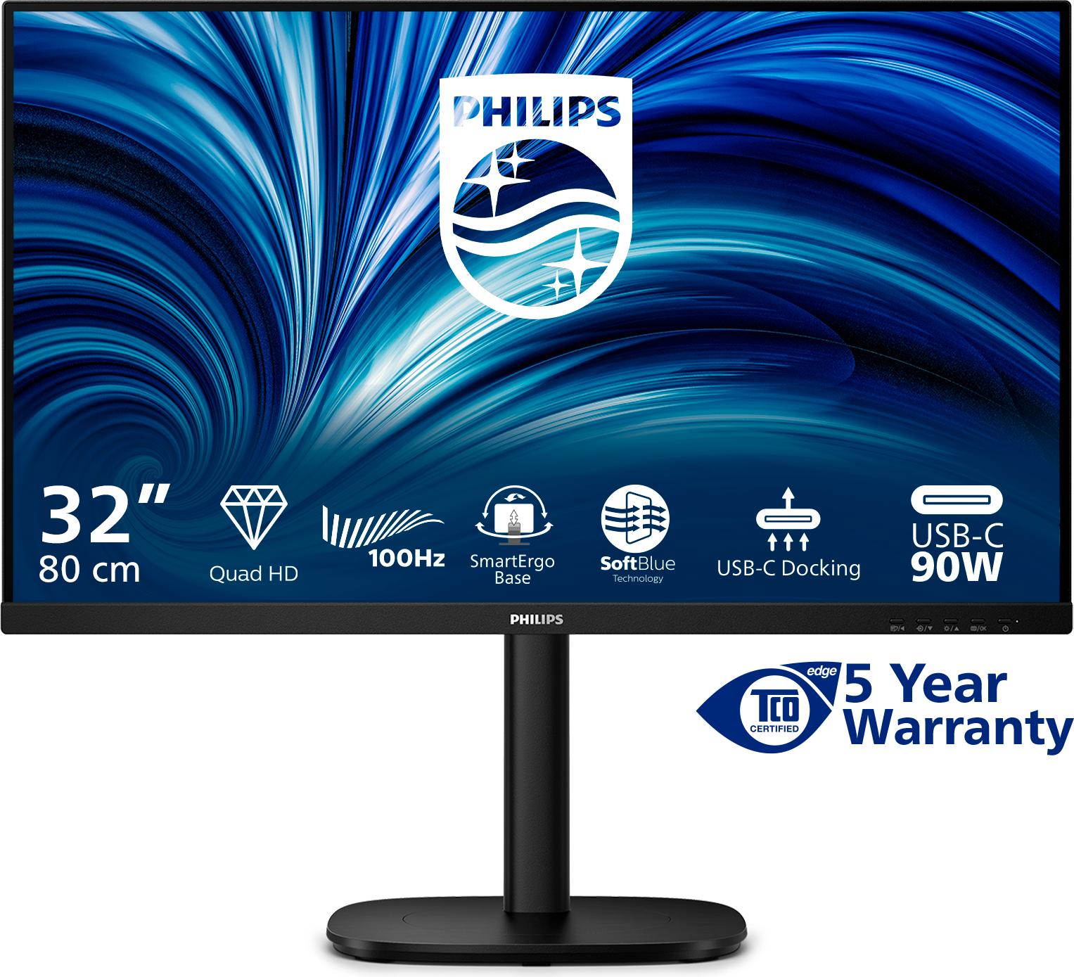 Philips 32B2U3601/00, 80 cm (31.5"), 2560 x 1440 Pixel, Quad HD, LCD, 4 ms, Schwarz