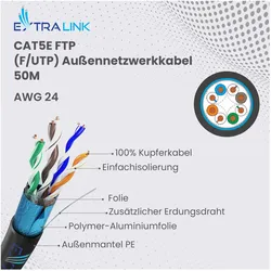 Extralink Cat5e Ftp (F/Utp) Outdoor Twisted Pair (F/UTP, CAT5e, 50 m), Netzwerkkabel