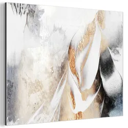 METALLBILD Luxus - Abstrakt - Gold - Weiß 80x60 cm