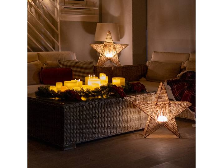 Lampadaire de Noël marron 40 cm avec LED intégrée, rechargeable,