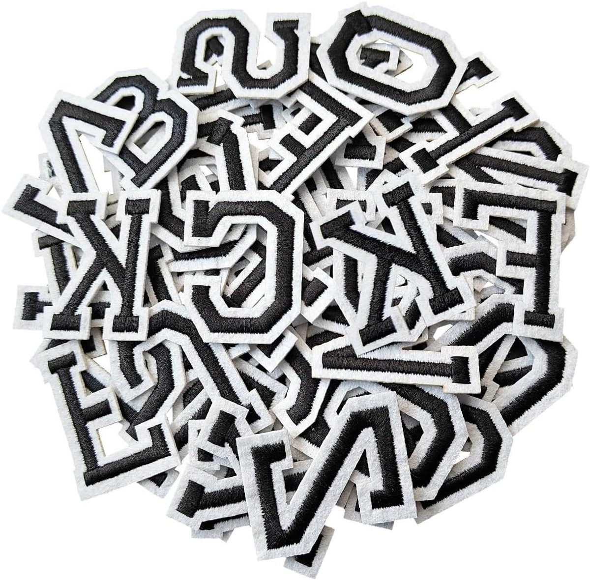 52 stuks Opstrijkbare Letter Patches Alfabet Applicaties Zwart