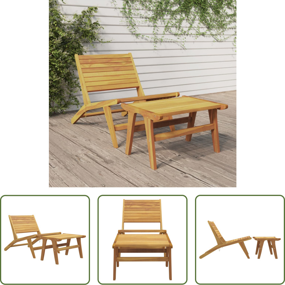 The Living Store Gartenstuhl mit Fußstütze Massivholz Teak
