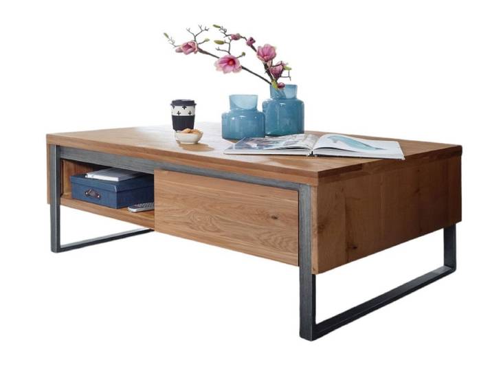 Main Möbel Couchtisch mit 2 Schubkästen 120x80cm 'Taipeh' Wildeiche massiv (1-St)