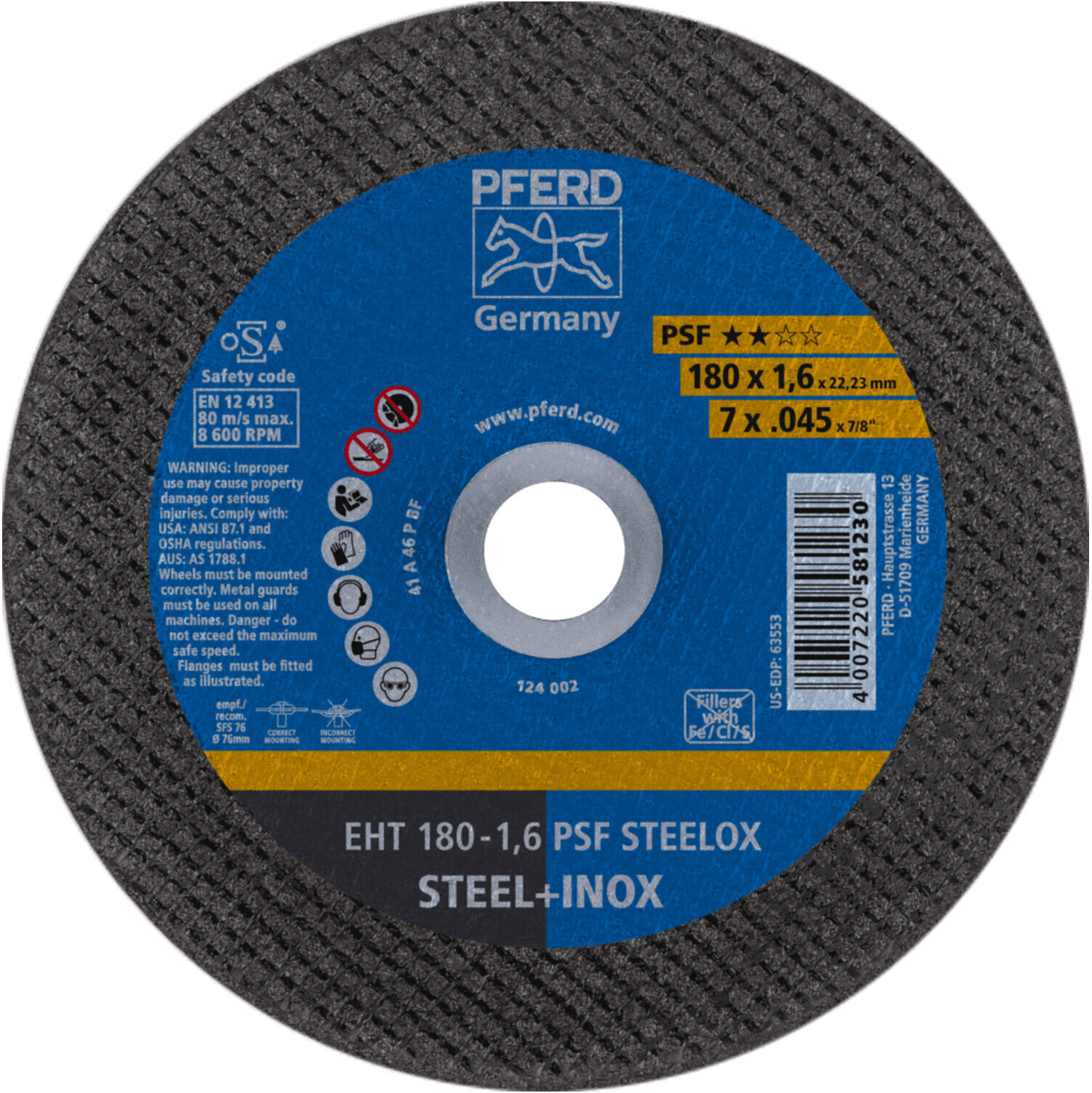 PFERD Trennscheiben EHT 180-1,6 PSF STEELOX (61726121)
