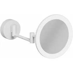 Kludi-VELA R LED-Kosmetikspiegel, mattweiß, 4,5W, 3-fach Vergrößerung, schwenkbar, Wandhalterung