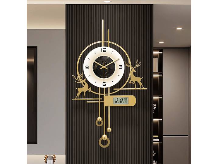 Horloge murale de luxe modèle 2026, horloge numérique LED en métal pour salon, horloge murale silencieuse pour couloir, décoration d'intérieur