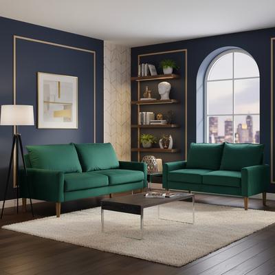US Pride Furniture Container furniture Velvet Fabric 2pcs Living Room Set , Loveseat and Sofa