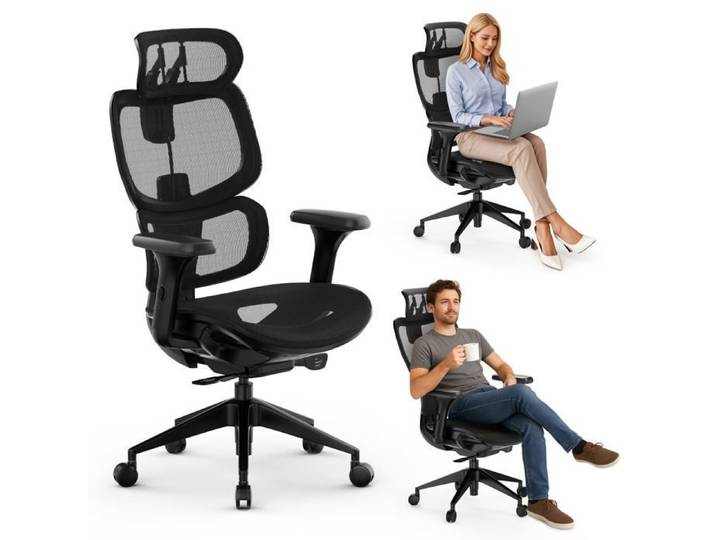 Chaise de Bureau Ergonomique - SENSE7 - Nobu - Appui-tête réglable - Accoudoirs 3D - Dossier inclinable