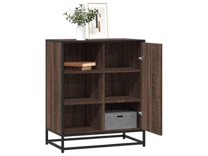HEFZGDB Industrielles Aufbewahrungsmöbel Sideboard aus Holzwerkstoff in Braun Eichen-Optik: Modernes Sideboard mit Metallgestell als Stabiler Schrank Holzwerkstoff für Flur