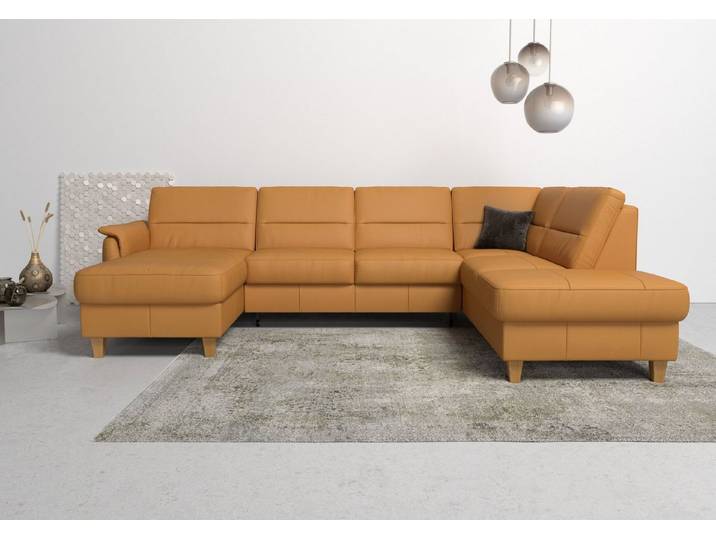 Home affaire Wohnlandschaft Palmera U-Form, B: 308 cm, große Stoff + Leder Auswahl, mit Schlaffunktion & Bettkasten, Federkern, XXL-Wohnlandschaft