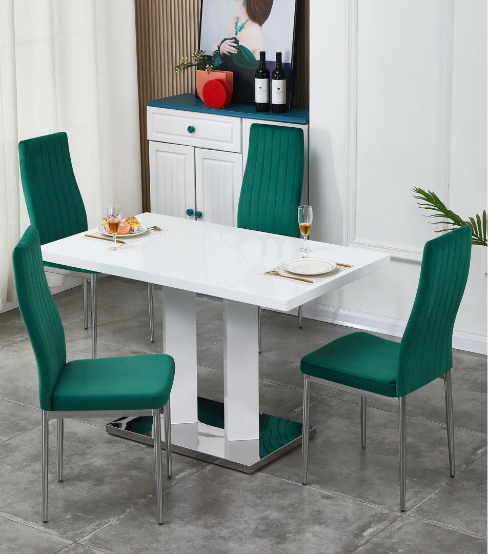 Ebern Designs Brittlynn 4 -Person Dining Set Green 4