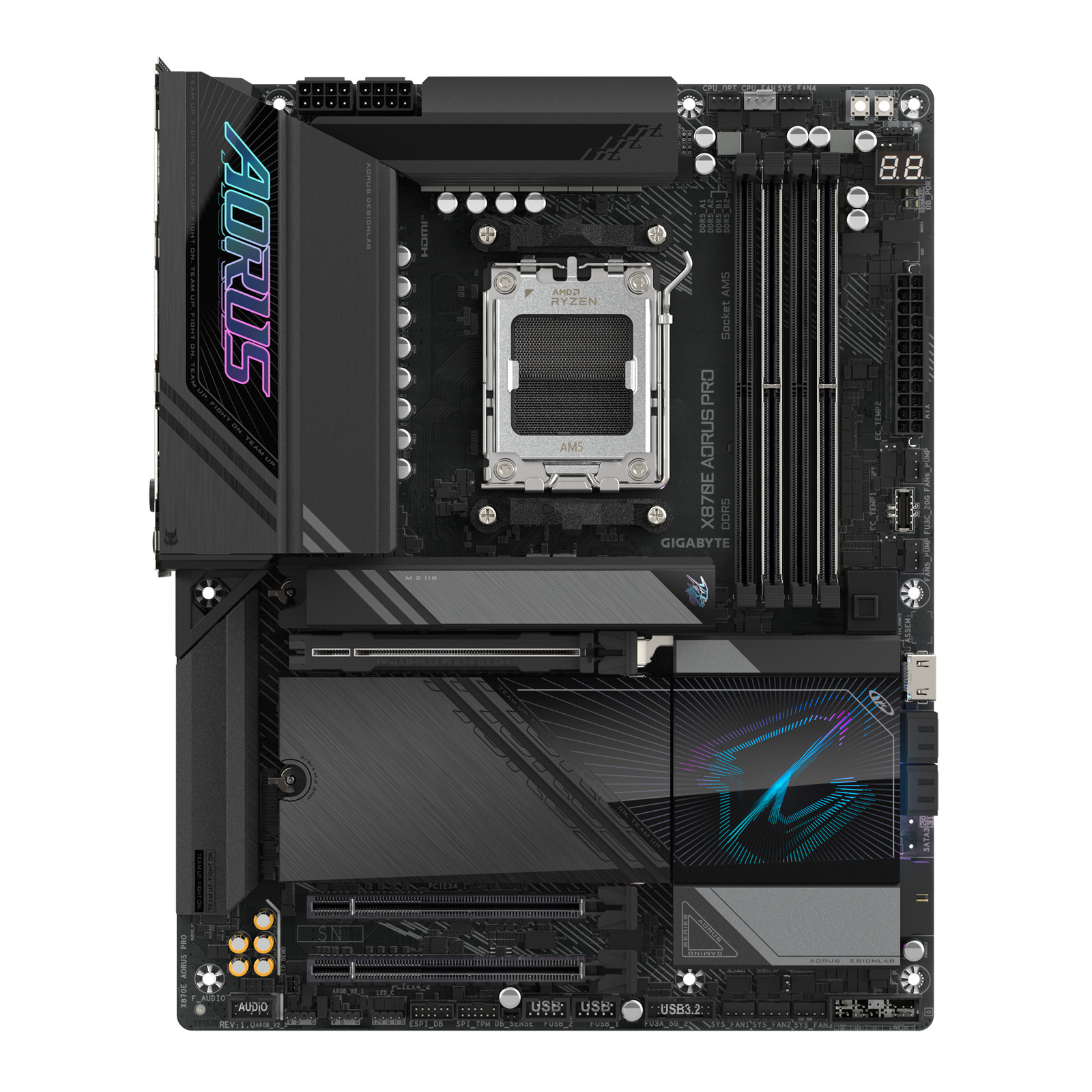 Gigabyte AORUS X870E PRO Moederbord - ATX - Socket AM5 - AMD X870E chipset - USB4 - Wi-Fi 7 - 2.5 Gigabit LAN