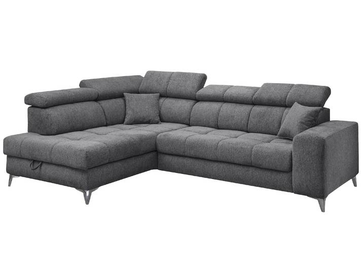 Ecksofa Sydney Anthrazit mit Stauraum und Funktionen