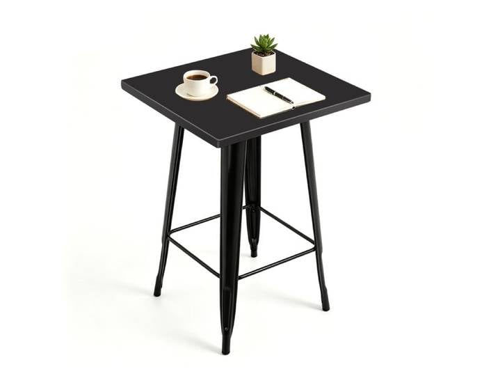 KEDIA Table de Bar Table de Petit-Déjeuner Table de Bistrot Ronde pour Intérieur Salle à Manger (60x60x110)cm noir