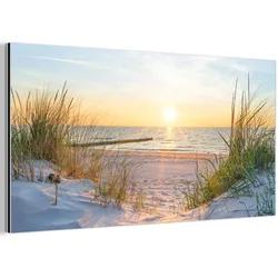 METALLBILD Strand - Sonne - Düne - Gras - Sand - Horizont 80x40 cm