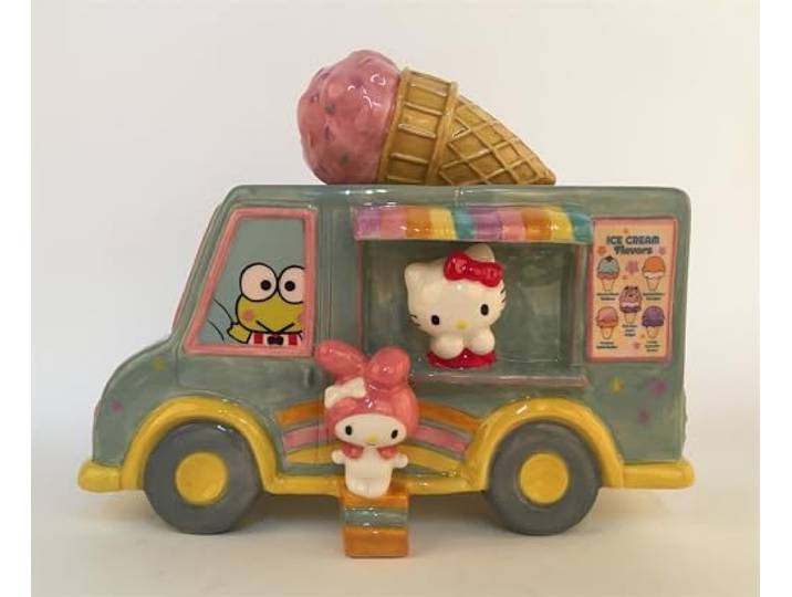Blue Sky Clayworks Hello Kitty and Friends Rainbow Ice Cream Truck Cookie Jar, Home & Kitchen Accessories, Ceramic, 23430