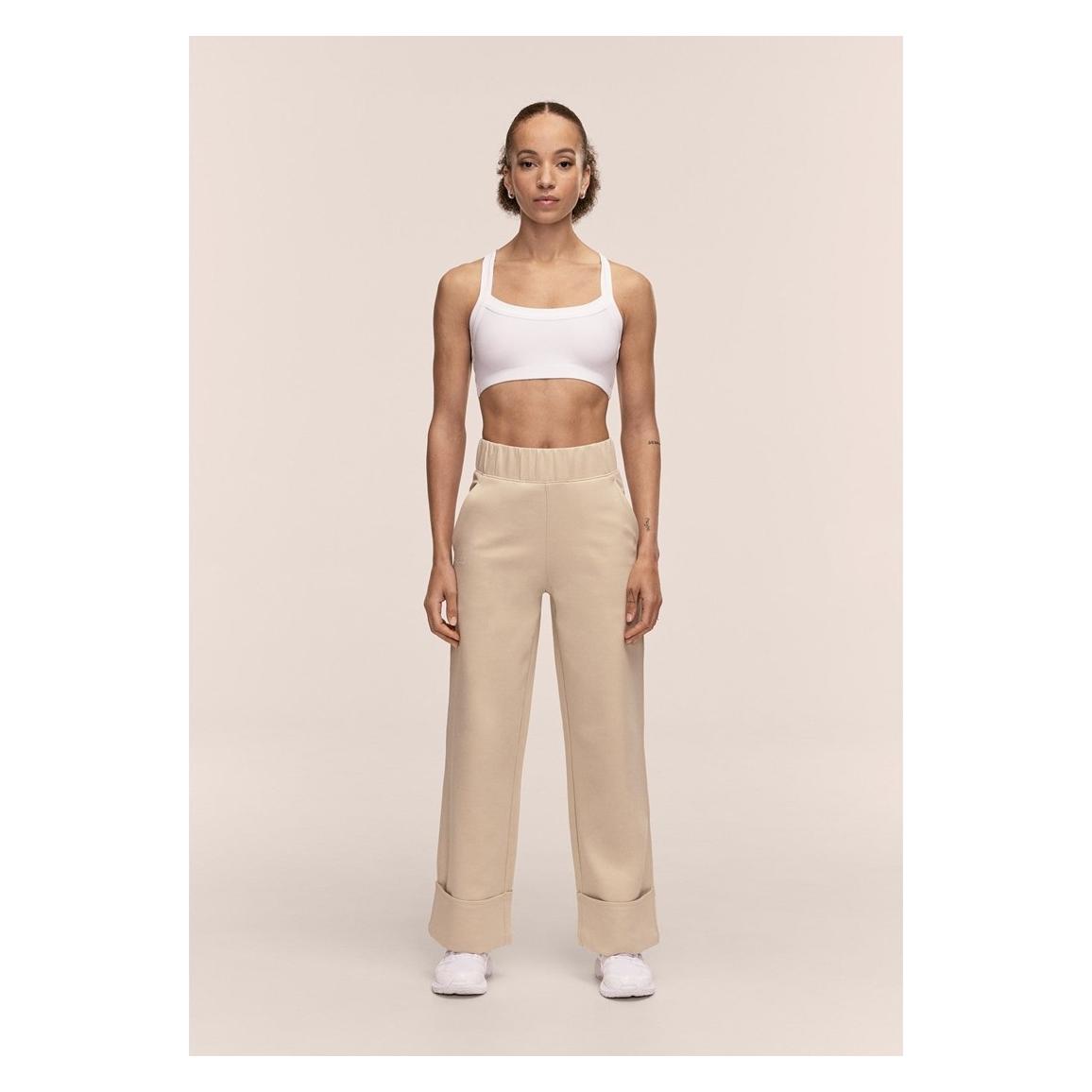 No Name Spodnie damskie CASALL Aria Turn Up Straight Jogger kolor beĹĽowy - L (L) (1042939)