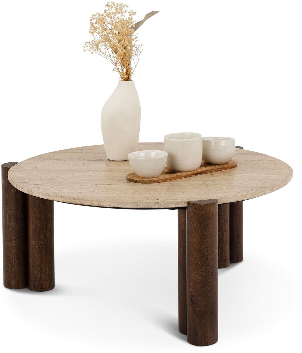 IDIMEX TAPTI salontafel met travertijn tafelblad in bruin/beige