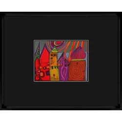 Intertrading Wandbild 31,3 x 25 cm Waiting houses Holz Bunt