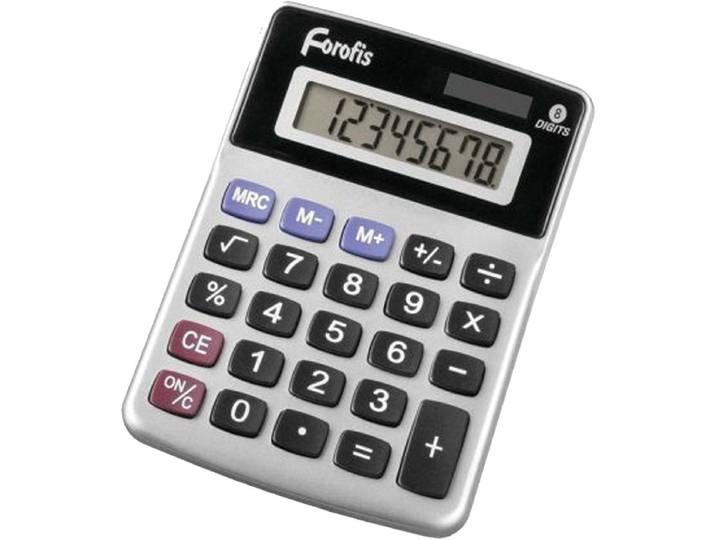 Centrum Calculator - Bureaurekenmachine - 8 digits - Zilver - 12 x 8,5 cm