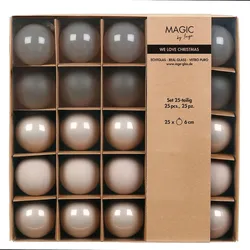 25 Weihnachtskugeln Glas 6cm matt glänzend transparent Christbaumkugeln Weihnachtsbaumkugeln Weihnachten Christbaumschmuck Weihnachtsbaumschmuck Taupe