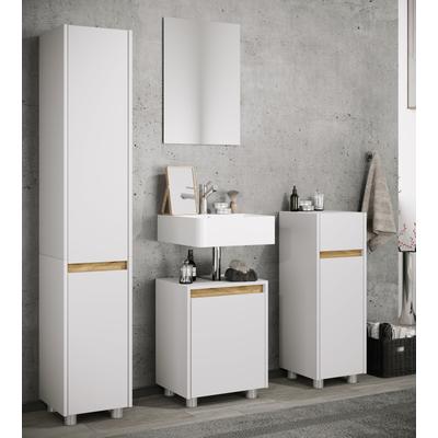 Midischrank VCM "Midischrank mit Schublade Drehtür Cosila 85x30x32", braun (weiß, honig, eiche), B:30cm T:32cm, Obermaterial: 100% Holz Wood., Schränke, Midischrank