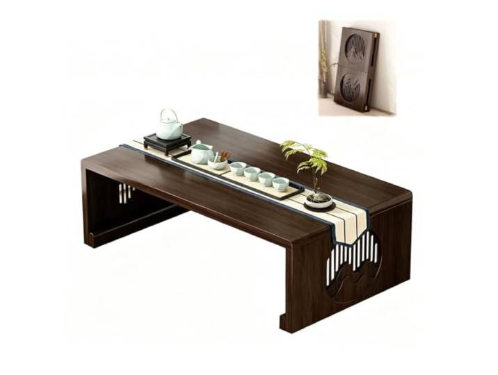 Labasuan Japanischer Klapptisch, Bodentisch, Teetisch, tragbarer niedriger Tatami-Tisch aus Holz, für Tatami-Matten, Zuhause, Büro, Wohnzimmer(80 * 40 * 30cm)