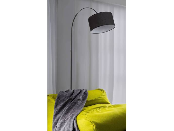 Lampadaire Sama Ø 34cm Noir/Noir Tissu mélangé Ampoule électrique/LED/Smart Home E27