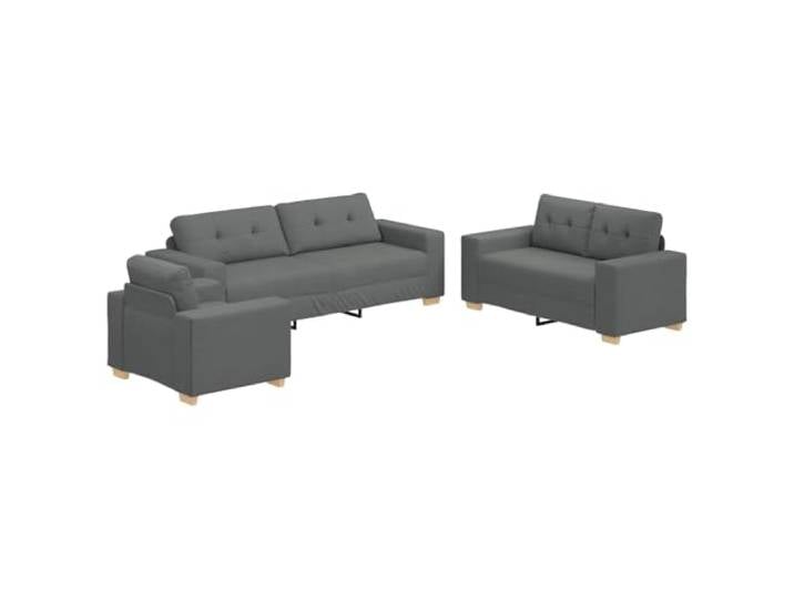 Coespram 3-Teiliges Sofa Set Modern Dunkelgrau Leinenmischgewebe Moderne Couchgarnitur für das Wohnzimmer mit Sessel, 2-Sitzer und 3-Sitzer in zeitlosem Design.