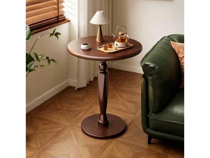KAFHGEIN Runder Beistelltisch aus Massivholz für Sofa und Schlafzimmer Vielseitiger Beistelltisch mit dekorativem Runddesign für Getränke, Pflanzen und Wohnaccessoires