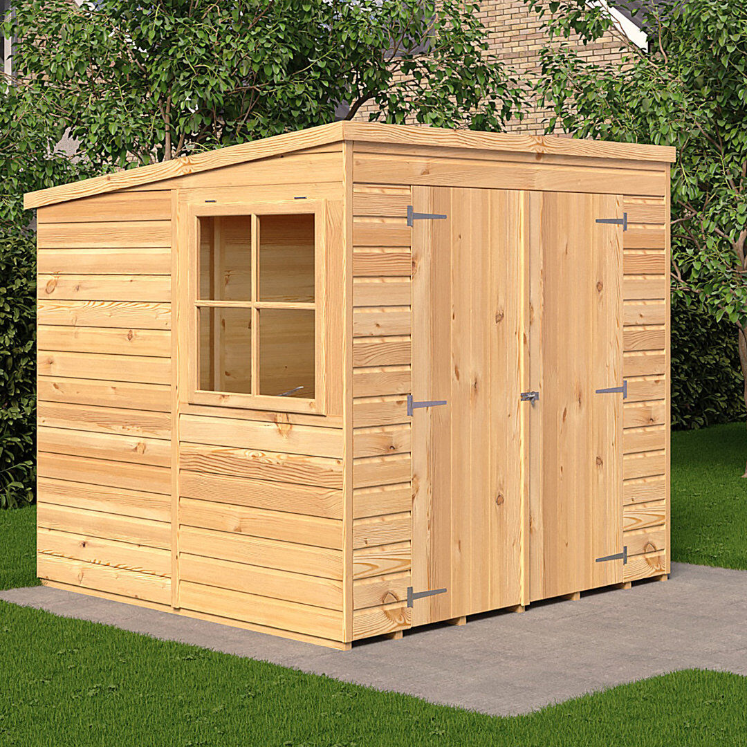 Shire GB Pent 7 ft x 7 ft Shiplap Pent Shed Brown 204cm W X 198cm D X 198cm H