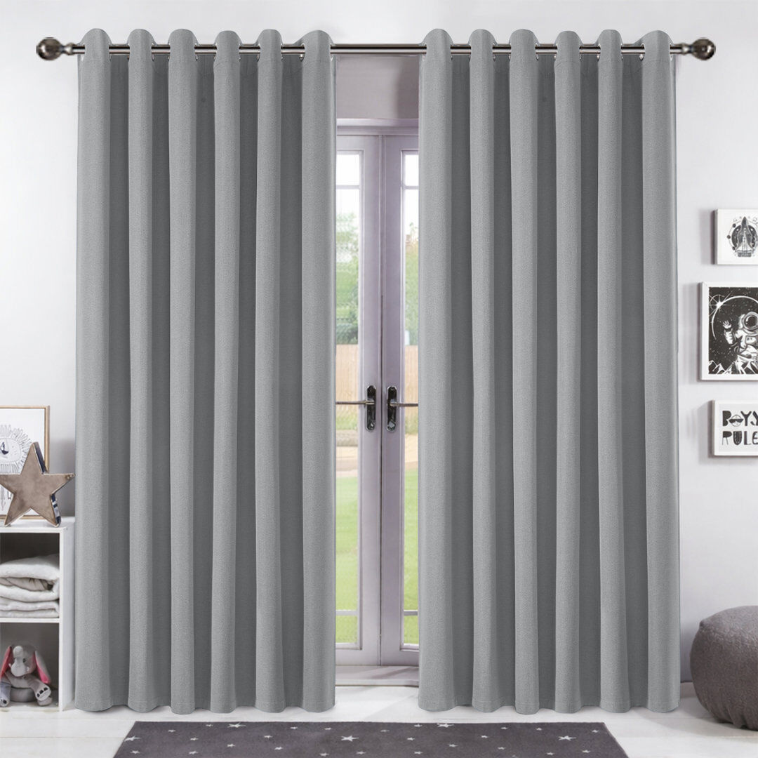 Aspire Homeware Linen 100% Blackout Curtain Pair for Maximum Privacy and Light Control Grey 228cm Width x 228cm Drop