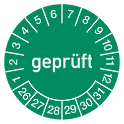 Moedel, Sicherheitskennzeichnung, Mehrjahresprüfplakette Ø 30 mm geprüft 2026 - 2031 Folie