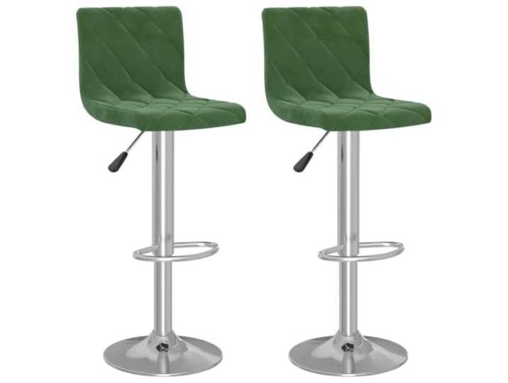 KTHLBRH Barhocker 2 Stück dunkelgrün Samt verchromter Stahl Samt 100% Polyester, verchromter Stahl, Schaumstoff, drehbarer Sitz, höhenverstellbar