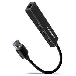 AXAGON HMA-GL3A USB-Hub USB-A (USB 3.2 Gen 1), Kartenleser, RJ45 USB 3.0 5 GBit/s mit eingebautem SD-Kartenleser Schwarz