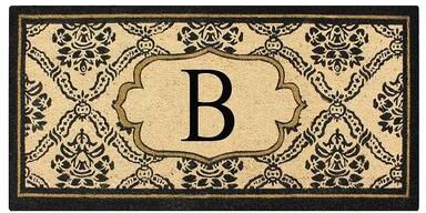 "A1 Home Collections Uriel Treated Coir Monogrammed Entry Double Door Mat 30""x 60"""