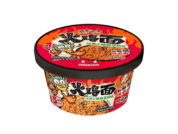 Wan He Nouilles au Poulet Épicé Saveur Classique Pâte de Sésame Épicée Bol 140 g