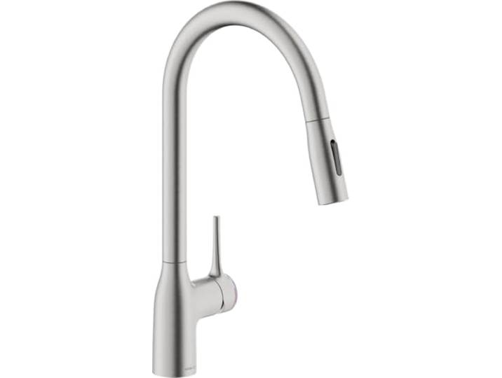 KeraDomo Armatur MANIA SOFT in EDELSTAHLFINISH mit herausziehbarer Handbrause/Systemceram